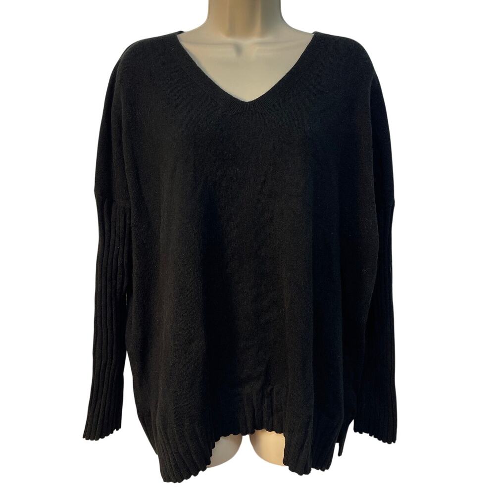 Workshop Republic Clothing Black Sweater‎ Large Ribbed Sleeves & Waist